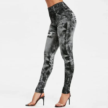 Women Imitation Jeans Stretch Leggings