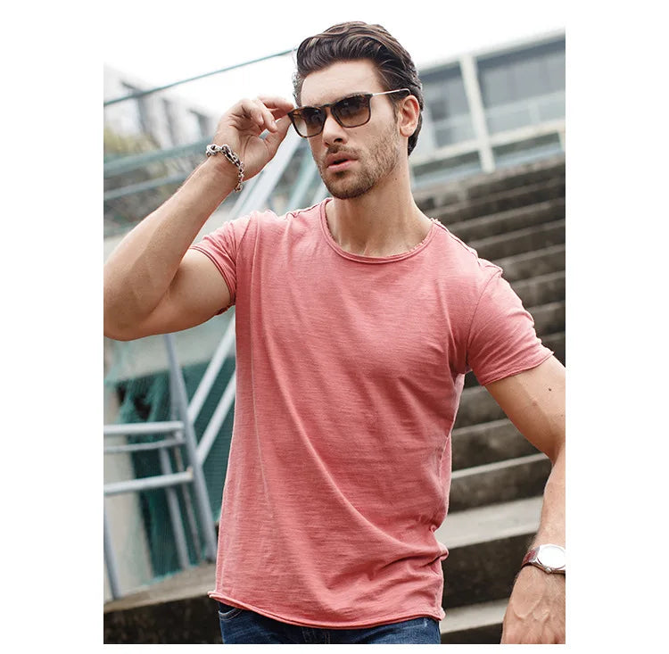 100% Cotton Men T-shirt Casual Soft Fitness