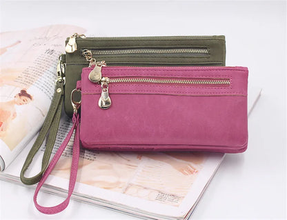 Large Capacity Women's Dull Polish Leather Wallet