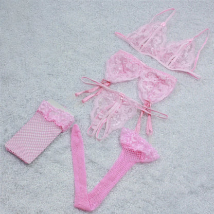 Lace Women Lingerie Set 4 Pcs