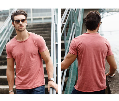 100% Cotton Men T-shirt Casual Soft Fitness