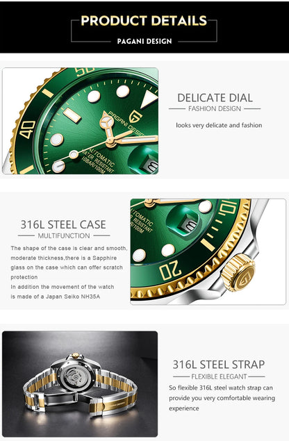 New Men Mechanical Wristwatch Luxury Ceramic Bezel