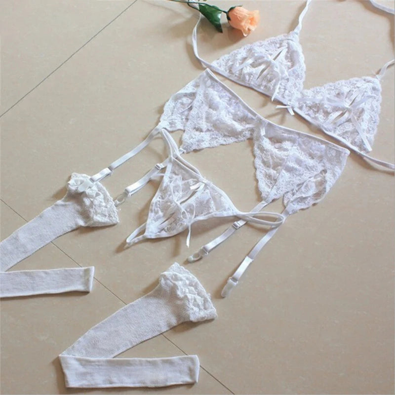 Lace Women Lingerie Set 4 Pcs