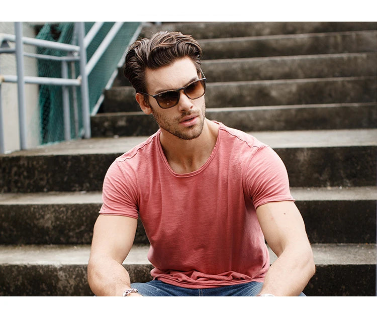 100% Cotton Men T-shirt Casual Soft Fitness