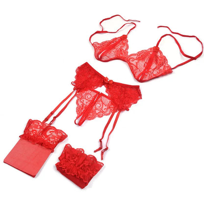 Lace Women Lingerie Set 4 Pcs