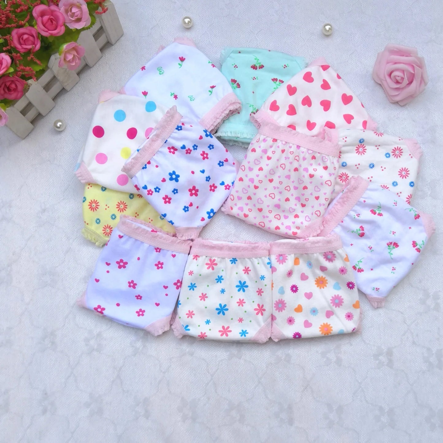 6pcs Kid Brief Underwear Girls Florals Cute Cartoon