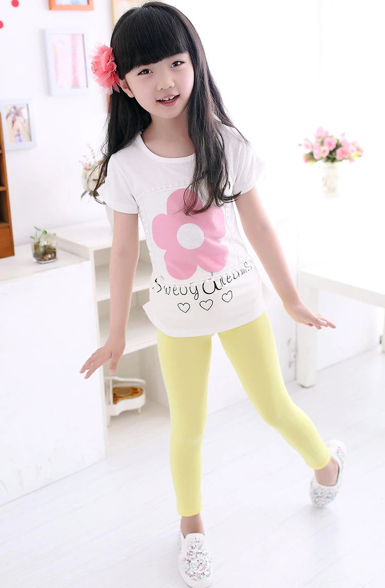 Girl Pants Soft Elastic Modal Cotton Kids Leggings C