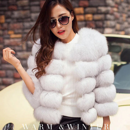 Mink Coats Autumn Winter Fluffy Black Faux Fur Coat