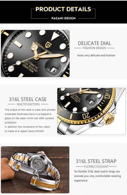 New Men Mechanical Wristwatch Luxury Ceramic Bezel