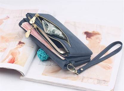 Large Capacity Women's Dull Polish Leather Wallet