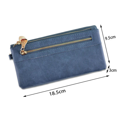 Large Capacity Women's Dull Polish Leather Wallet