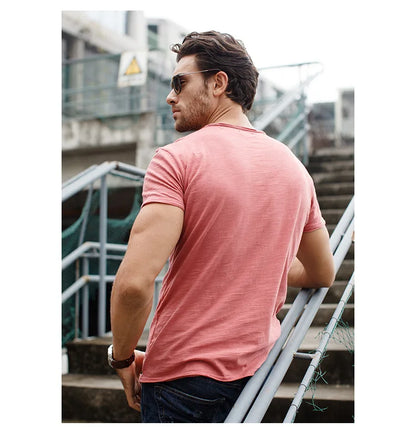 100% Cotton Men T-shirt Casual Soft Fitness