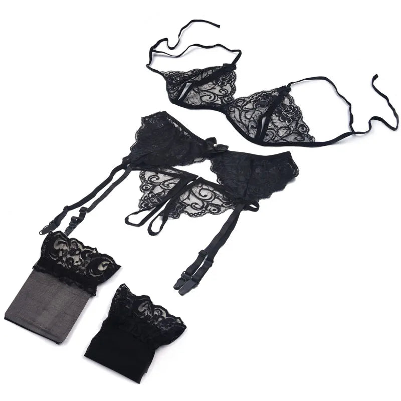 Lace Women Lingerie Set 4 Pcs