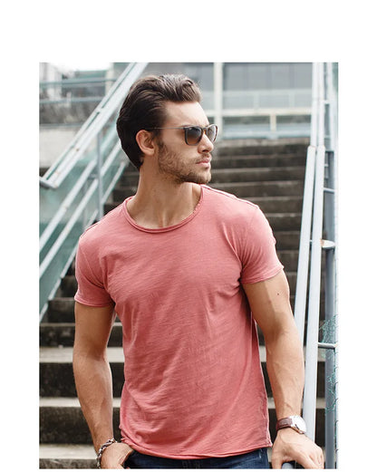 100% Cotton Men T-shirt Casual Soft Fitness