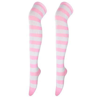 Color Striped Stockings Japanese Over Knee