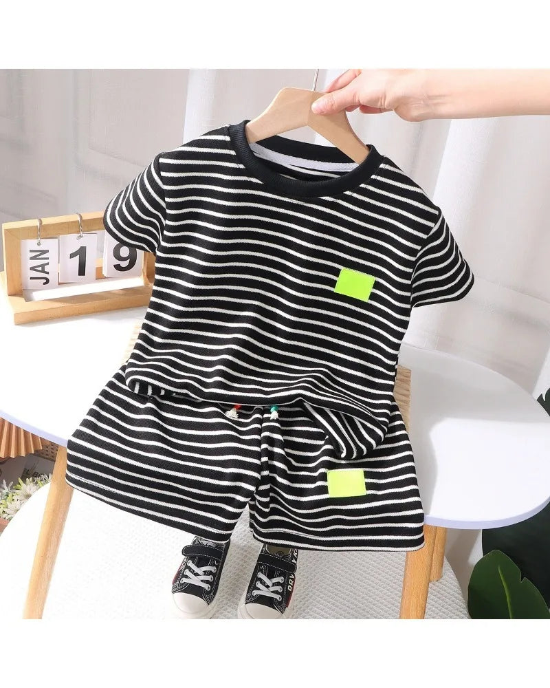 2Pcs Fashion Children Short Sleeve Shorts Sets Summer Kids