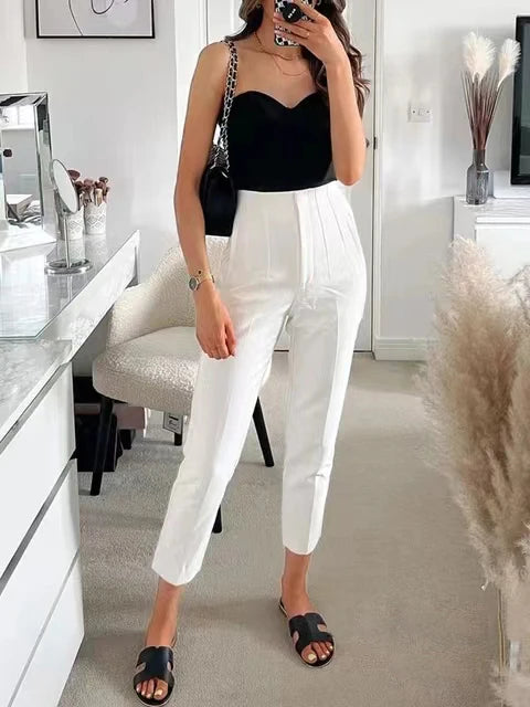 Women Fashion With Pockets Casual Basic Solid Pants