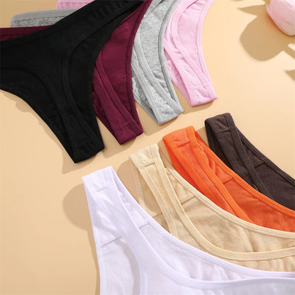 4PCS Women Cotton Thongs Female Sexy Low Waist Panties