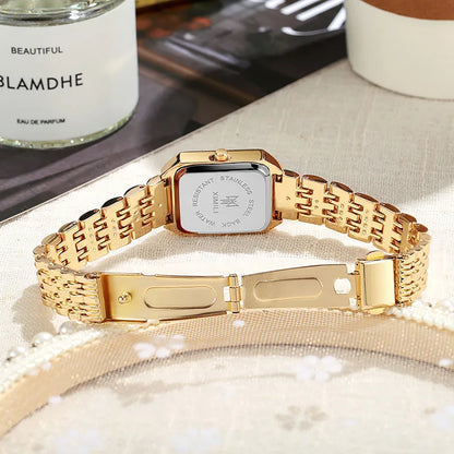 Luxury Women Watches Fashion Rectangle Ladies Steel Band Quartz Watch Reloj Mujer Relogio Feminino Girls Clock Gift