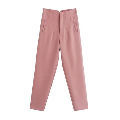 Women Fashion With Pockets Casual Basic Solid Pants