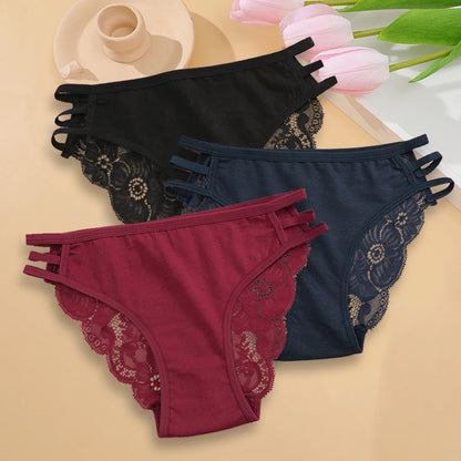 3PC/Set Women's Sexy Floral Lace Panties