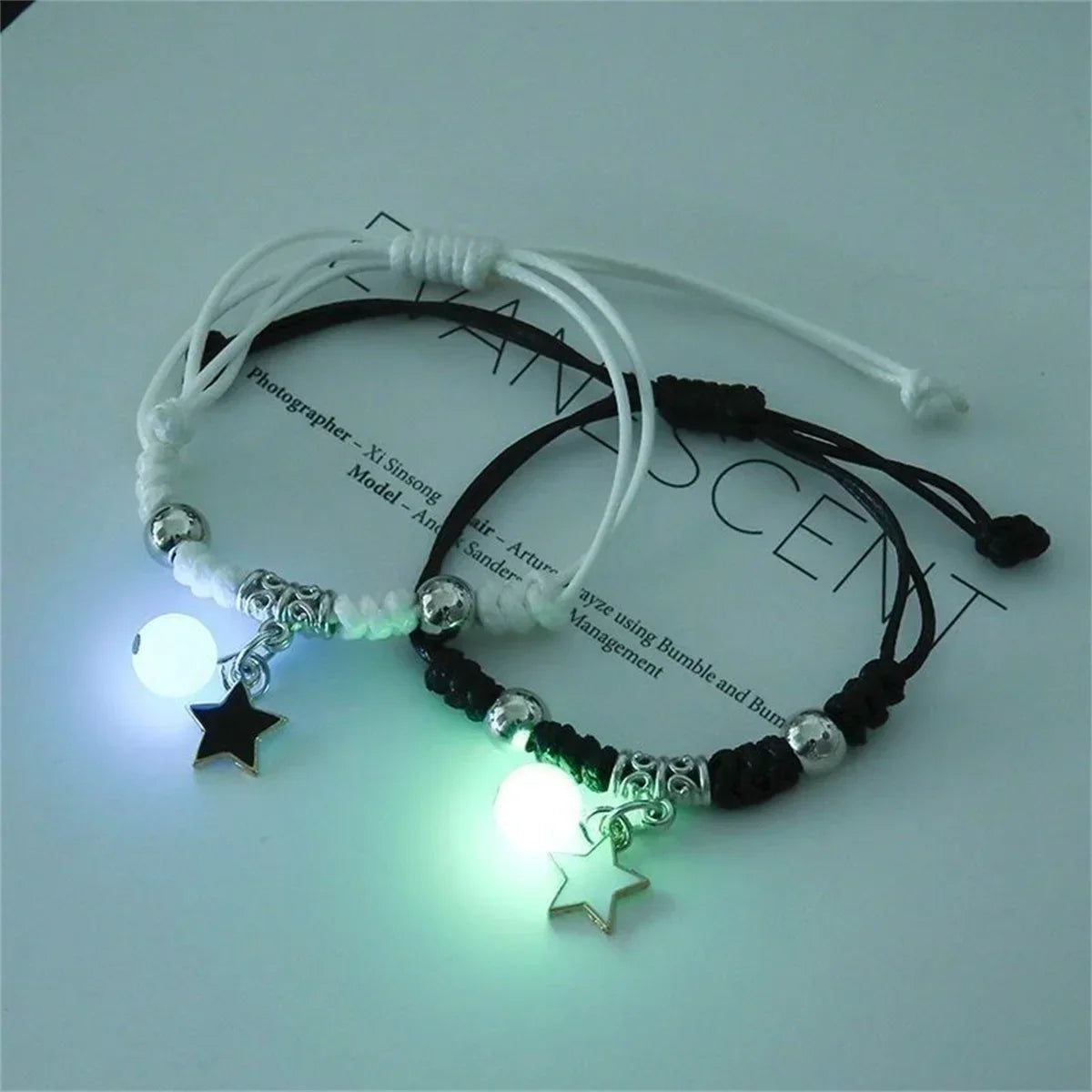 Fashion Luminous Beads Star Couple Bracelet