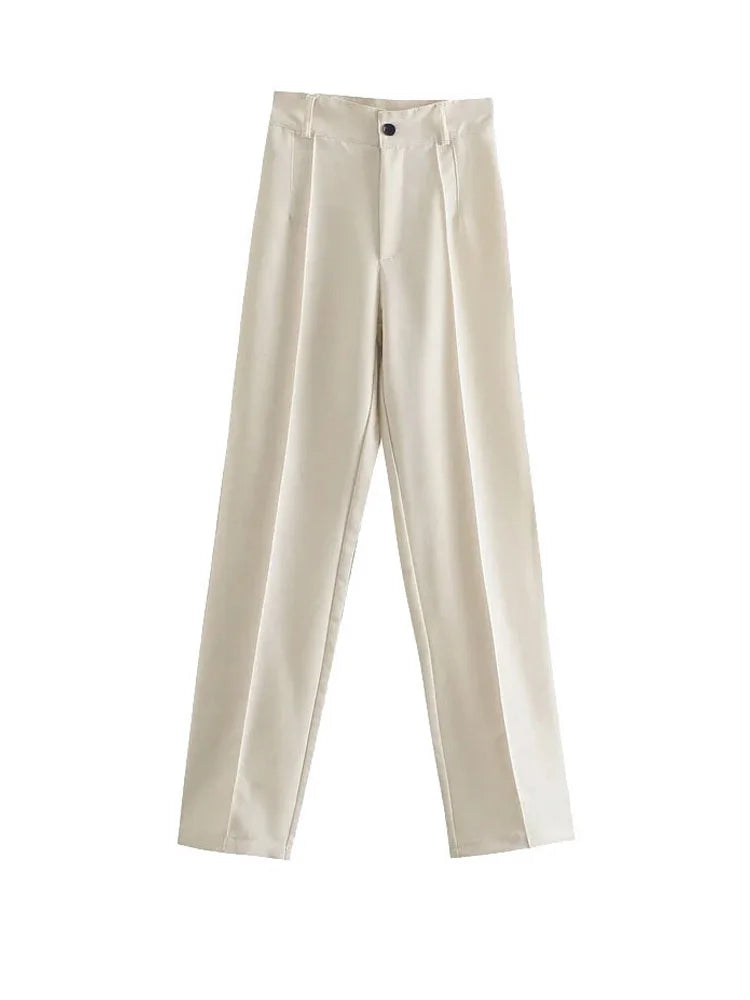 Women Chic Fashion Office Wear Straight Pants