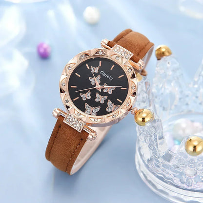 6/1pcs Set Women Watch Ring Necklace Earrings Bracelet