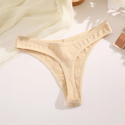 4PCS Women Cotton Thongs Female Sexy Low Waist Panties