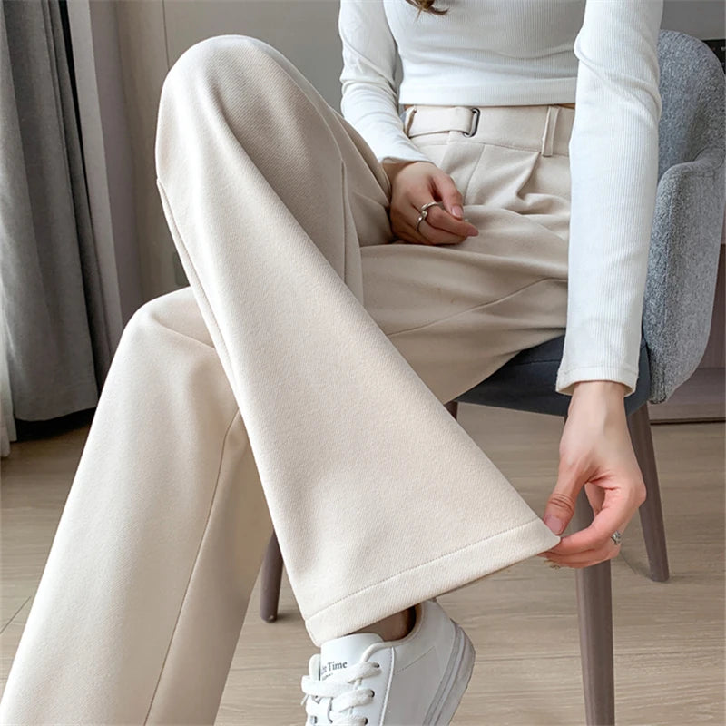 Thicken Woolen Casual Loose Full Length Pants