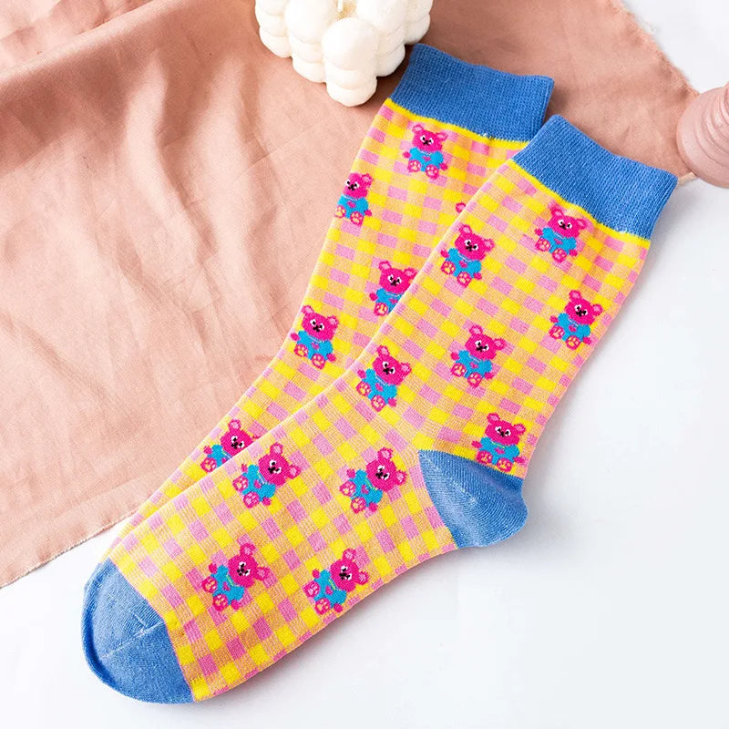 Cartoon Grid  Socks