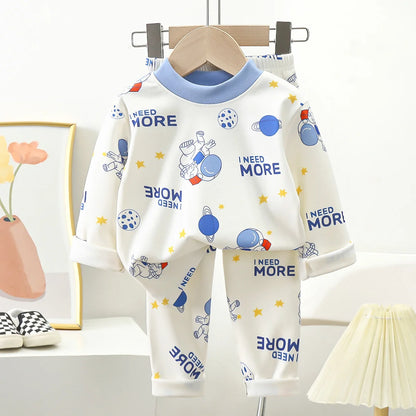 New Kids Autumn Warm Pajamas Boys Girls Cute Cartoon