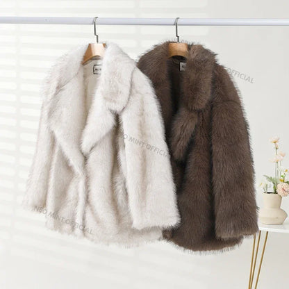 Winter Ins Hot Fashion Girls Oversized Gradient Fur Coat