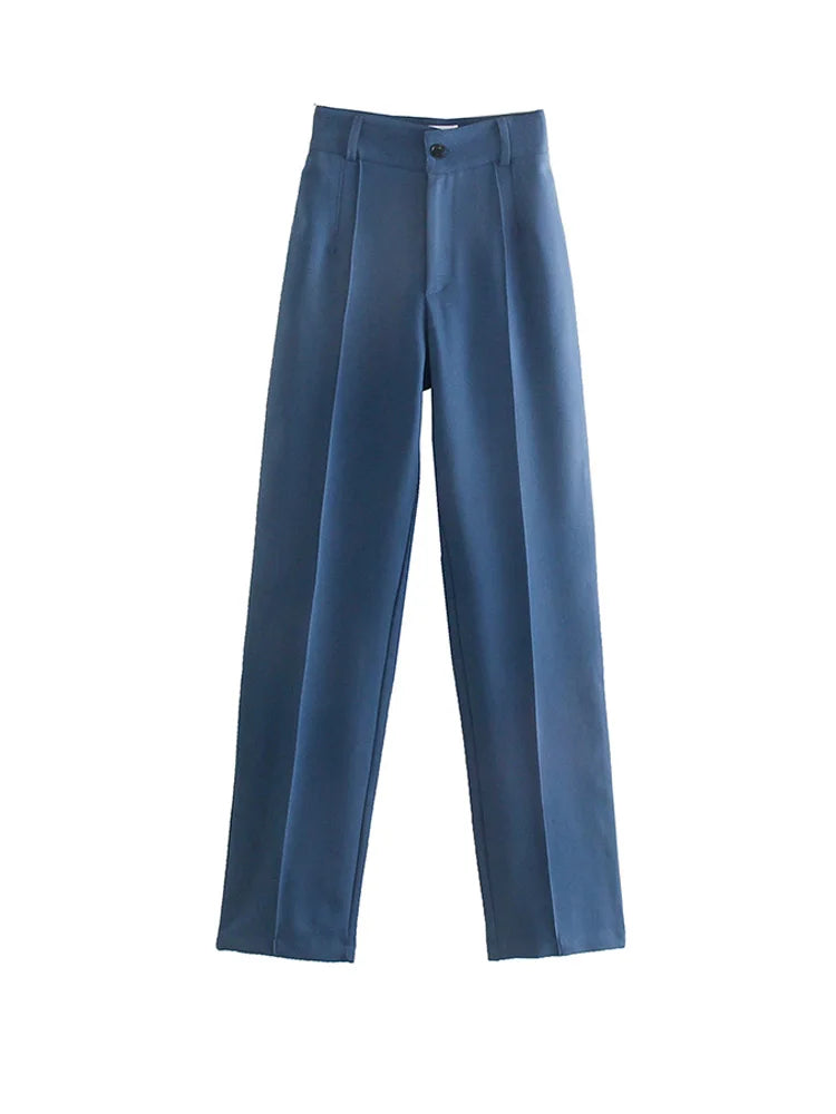 Women Chic Fashion Office Wear Straight Pants