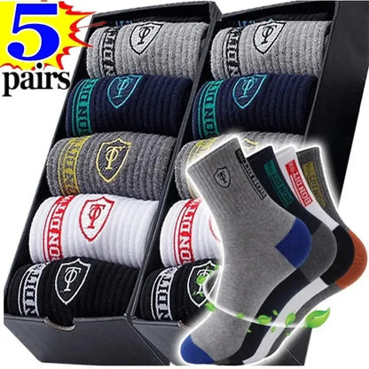 Breathable Cotton Sports Stockings Men (5 Pairs)