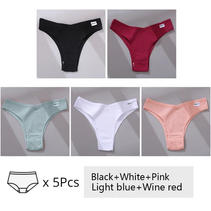 5Pcs/Set Women Cotton Brazilian Panties V Waist