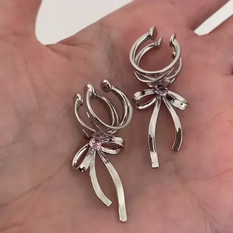 Pink Butterfly Ear Cuff Earrings