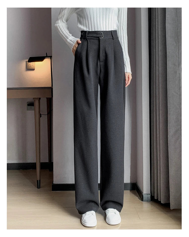 Thicken Woolen Casual Loose Full Length Pants