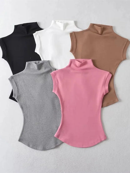 Summer Sexy Turtleneck Sleeveless T-Shirts