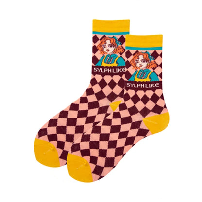 Colorful Print Socks Women