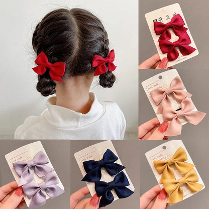 2 Piece Bow Hair Clip Elegant Flower