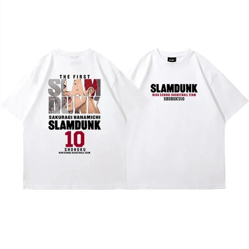 Anime Slam Dunk Print T-Shirt Men's Oversized