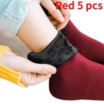 5Pairs/Lot Winter Warm Solid Women Socks