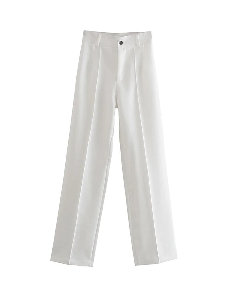 Women Chic Fashion Office Wear Straight Pants