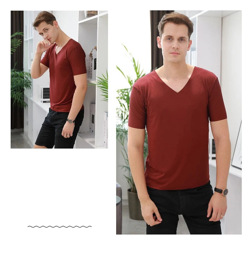 Summer Men's Ice Silk Vest Short Sleeves