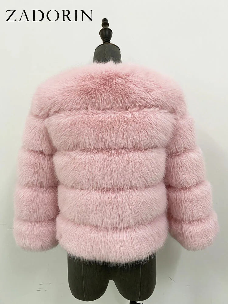 Mink Coats Autumn Winter Fluffy Black Faux Fur Coat