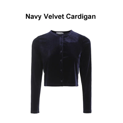 Women Velvet Cardigan and Strap Dress