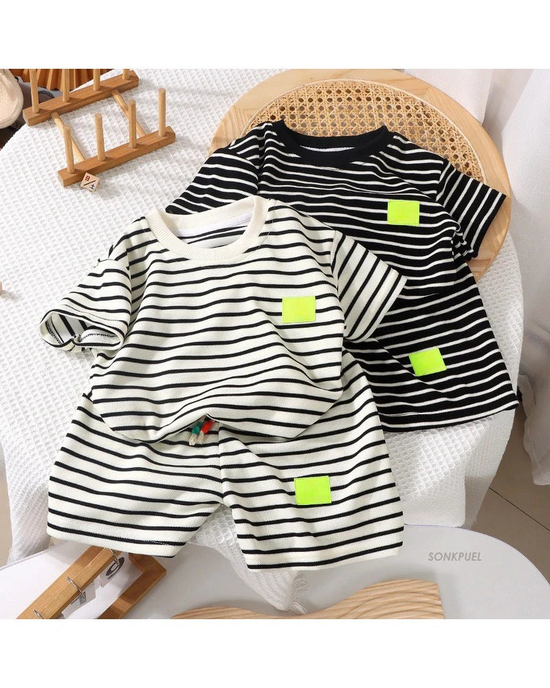 2Pcs Fashion Children Short Sleeve Shorts Sets Summer Kids