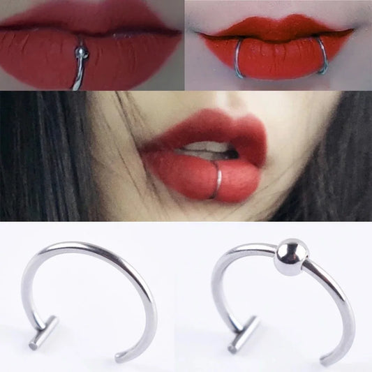 1Pc Stainless Steel Fake Nose & Libs Rings