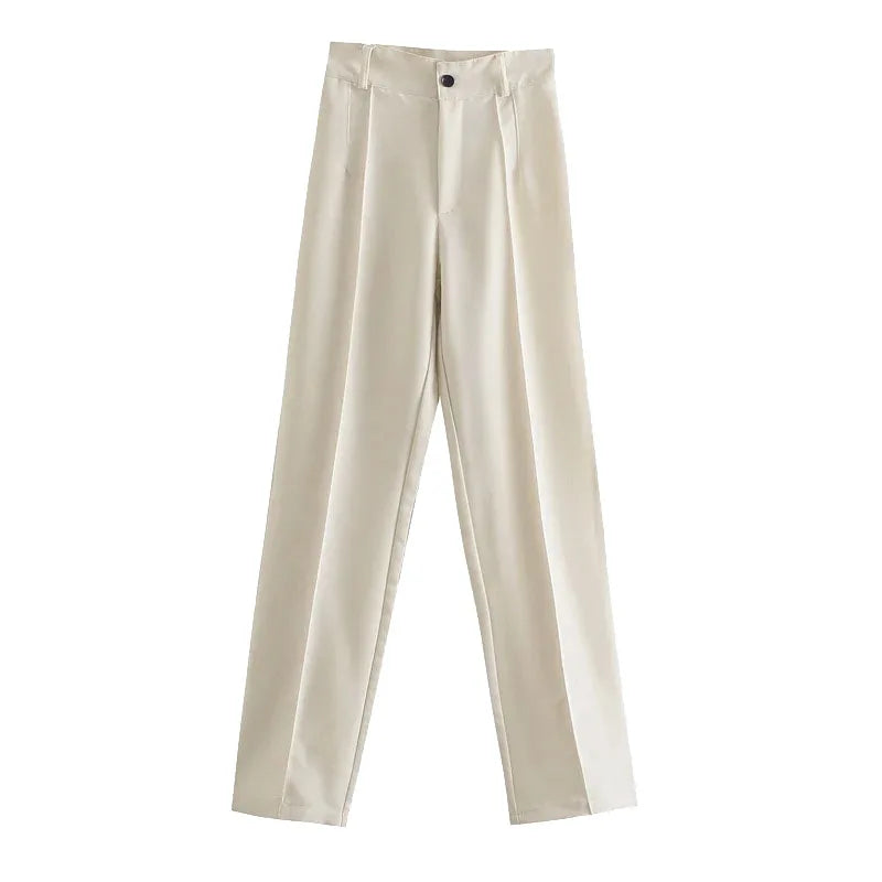 Women Chic Fashion Office Wear Straight Pants